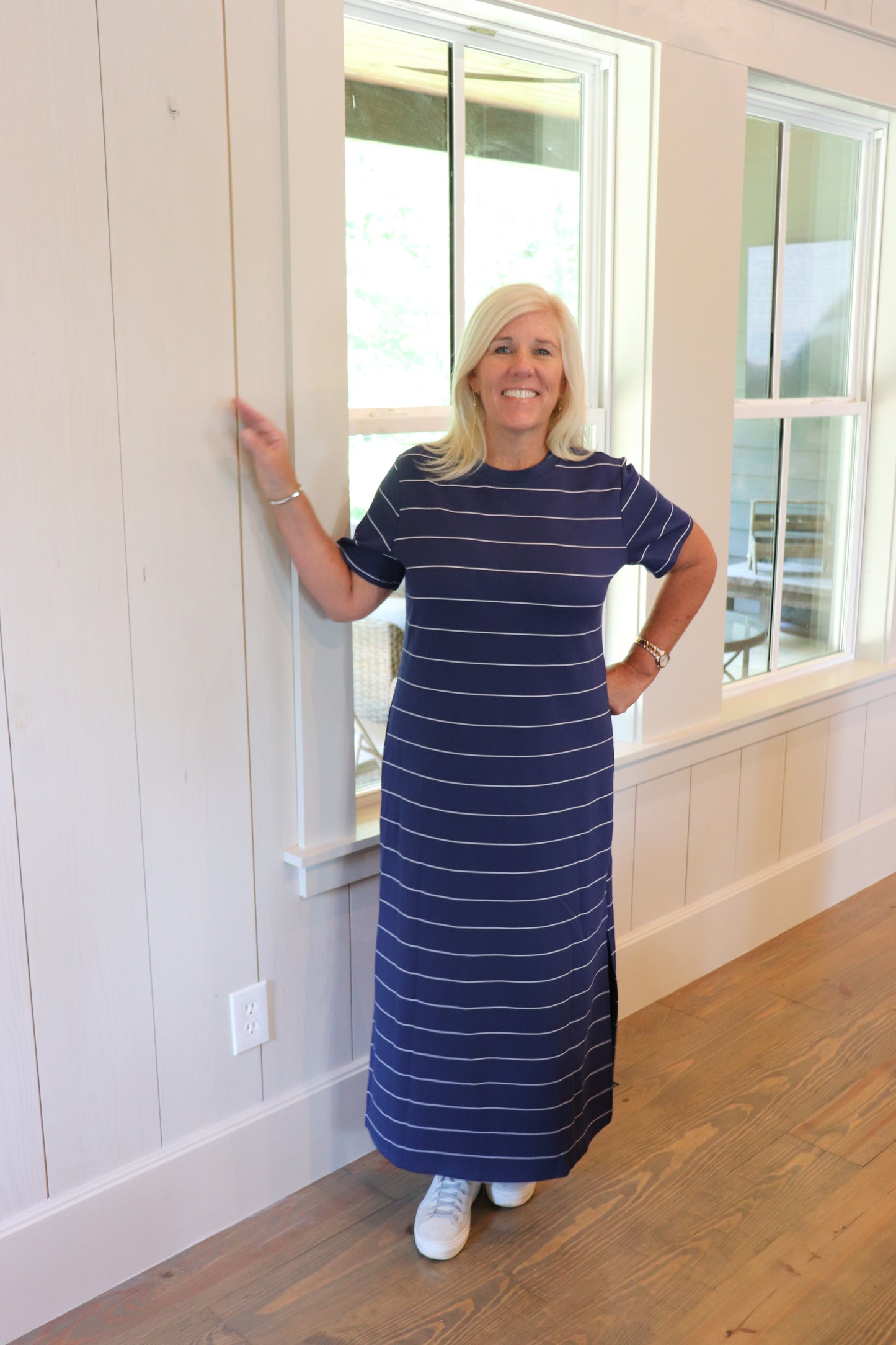 Navy & Cream Maxi Dress