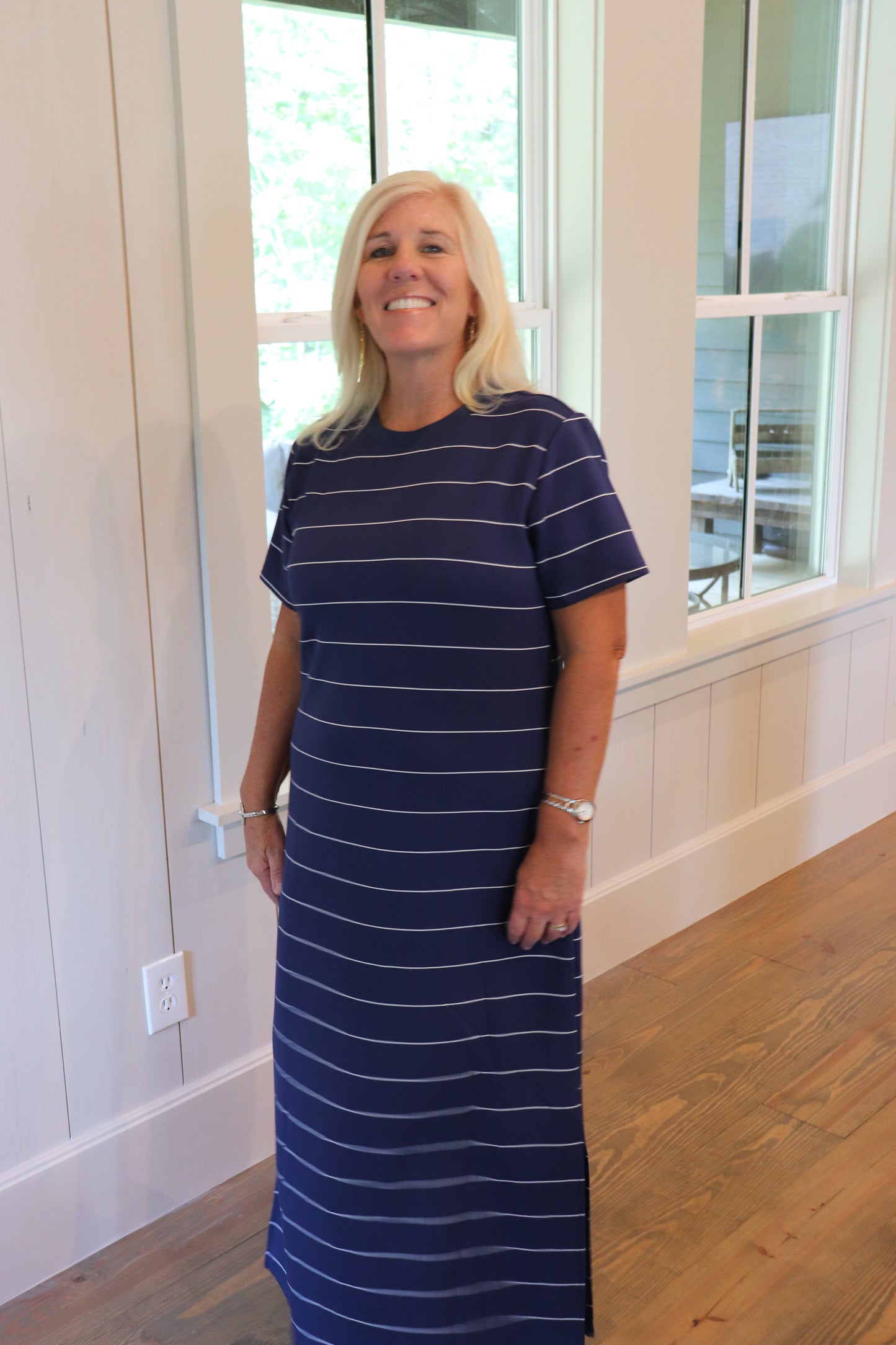 Navy & Cream Maxi Dress