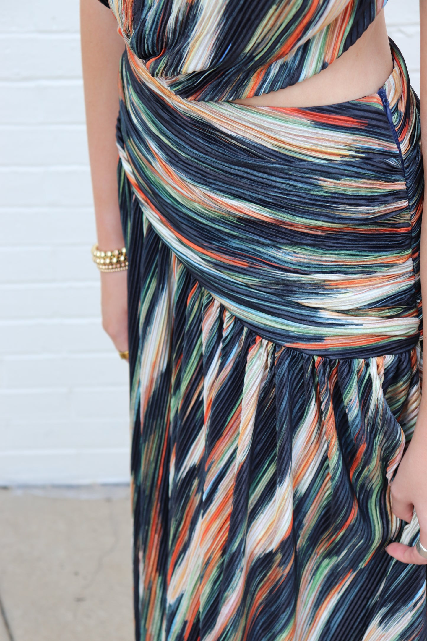 Pleated Multi Color Maxi Dress