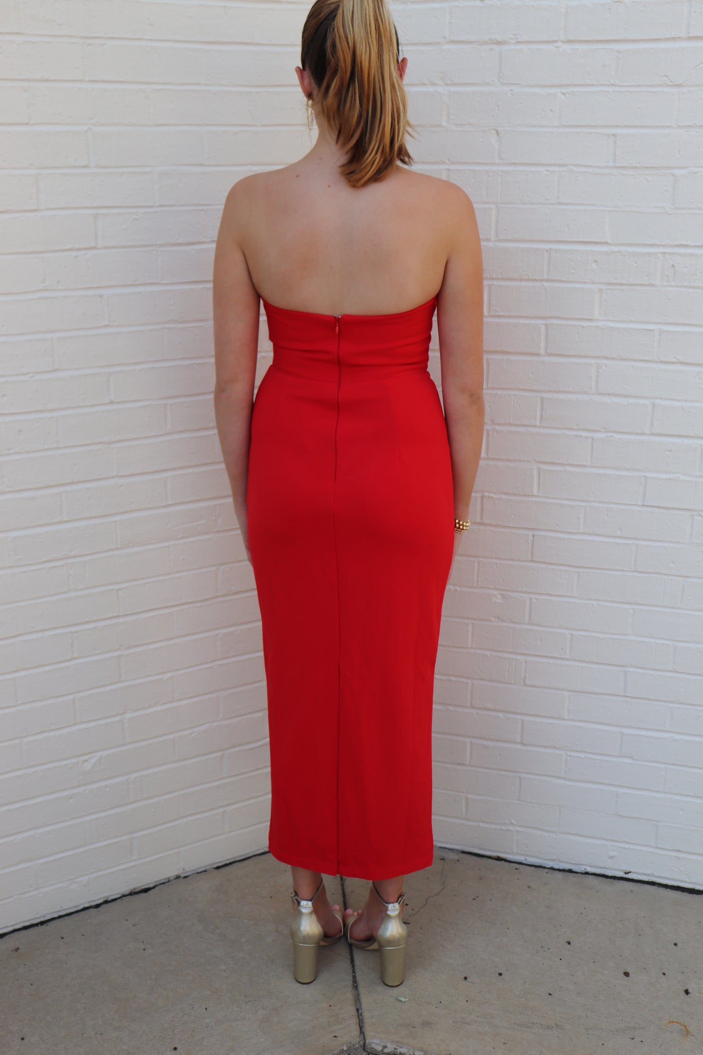 Bow Strapless Midi Dress