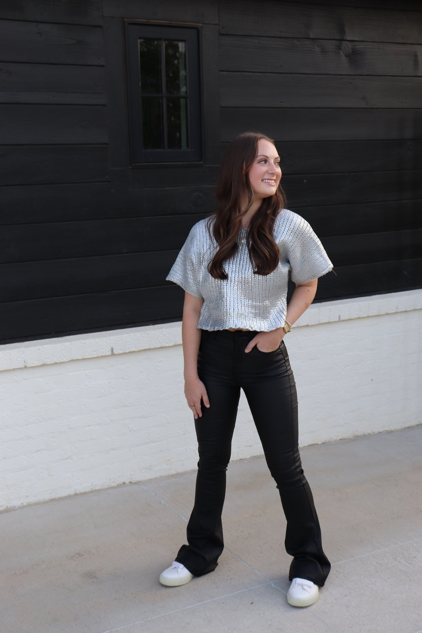 Gold and Silver Short Sleeve Sweater