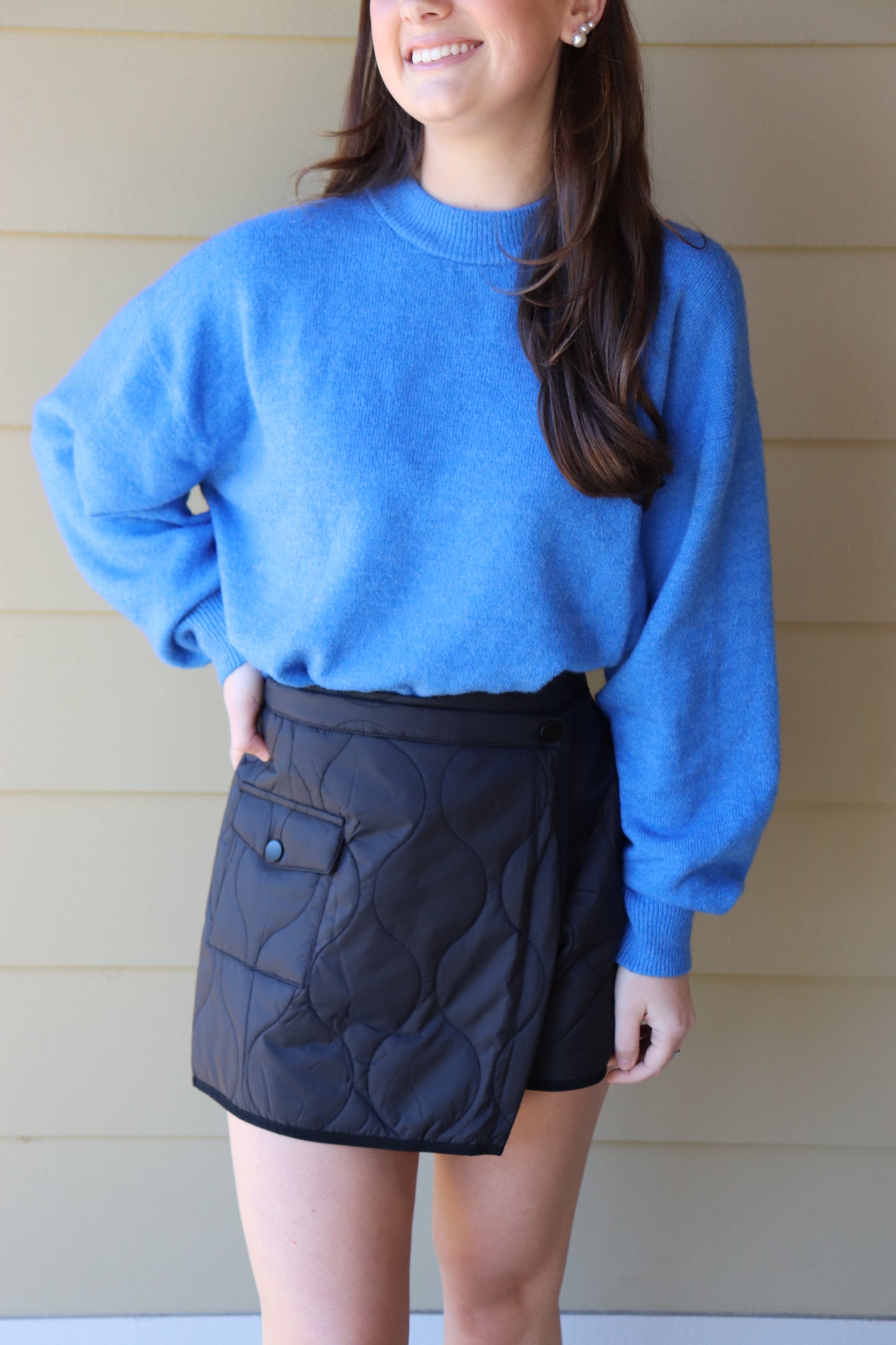 Black Quilted Detailed Skort