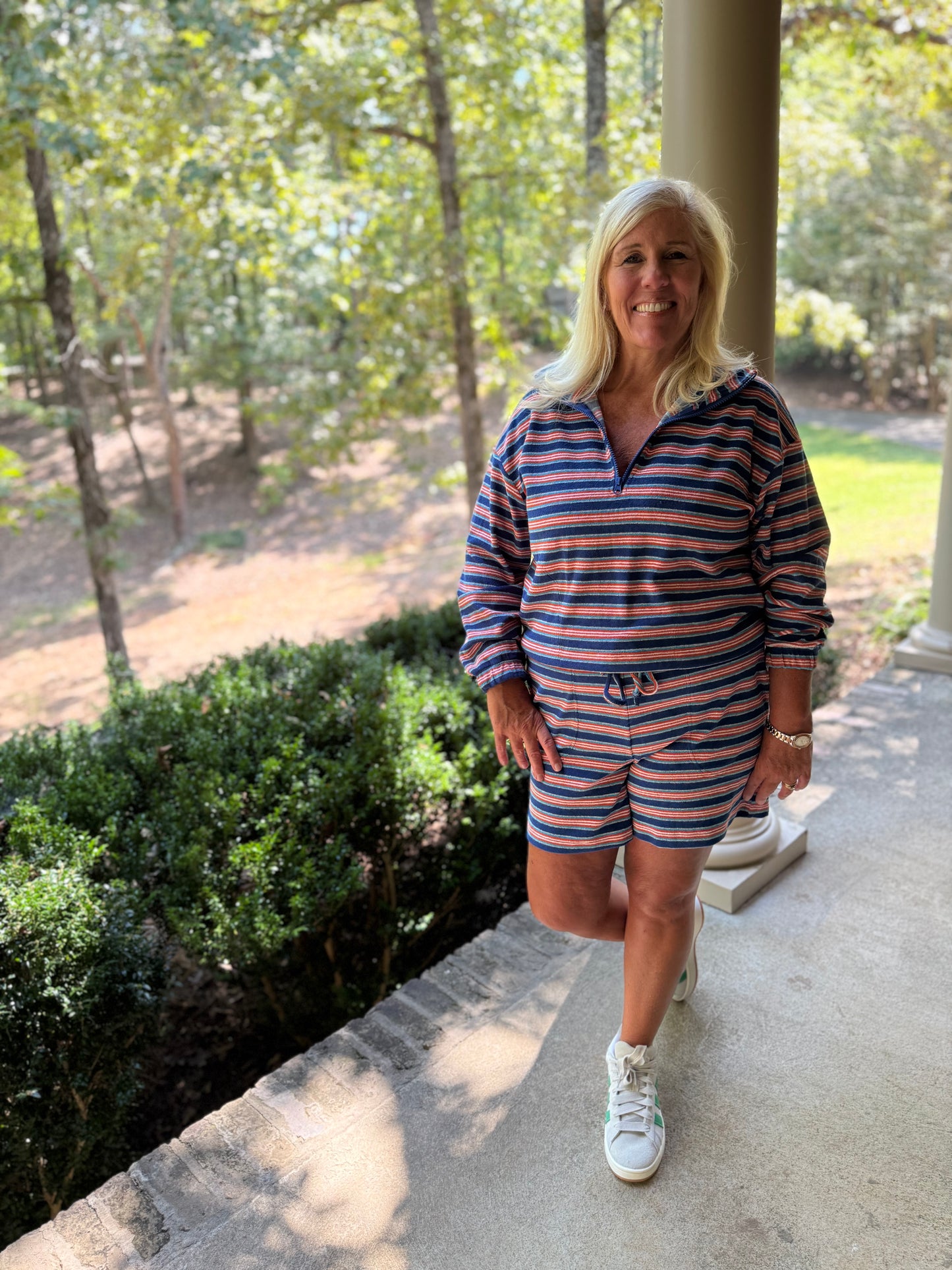 Terry Cloth Stripe Set - Orange & Blue
