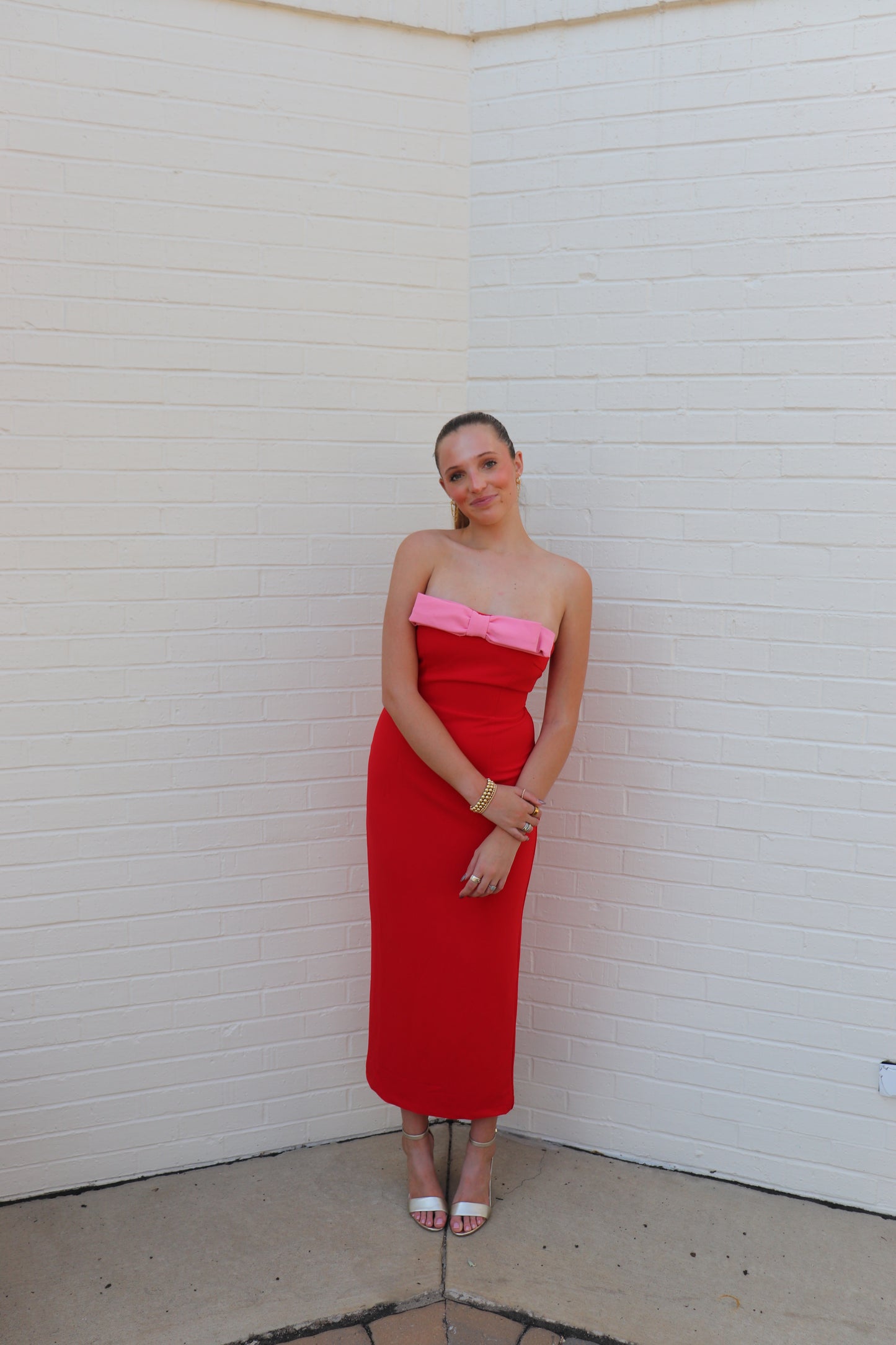 Bow Strapless Midi Dress