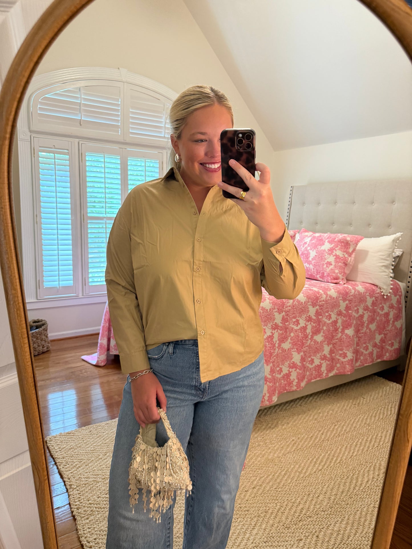 Khaki Button-Up Top