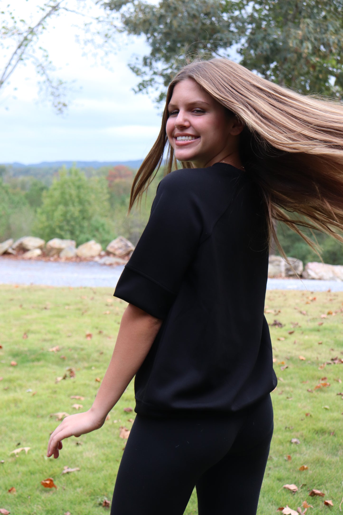 Short Sleeve Black Top