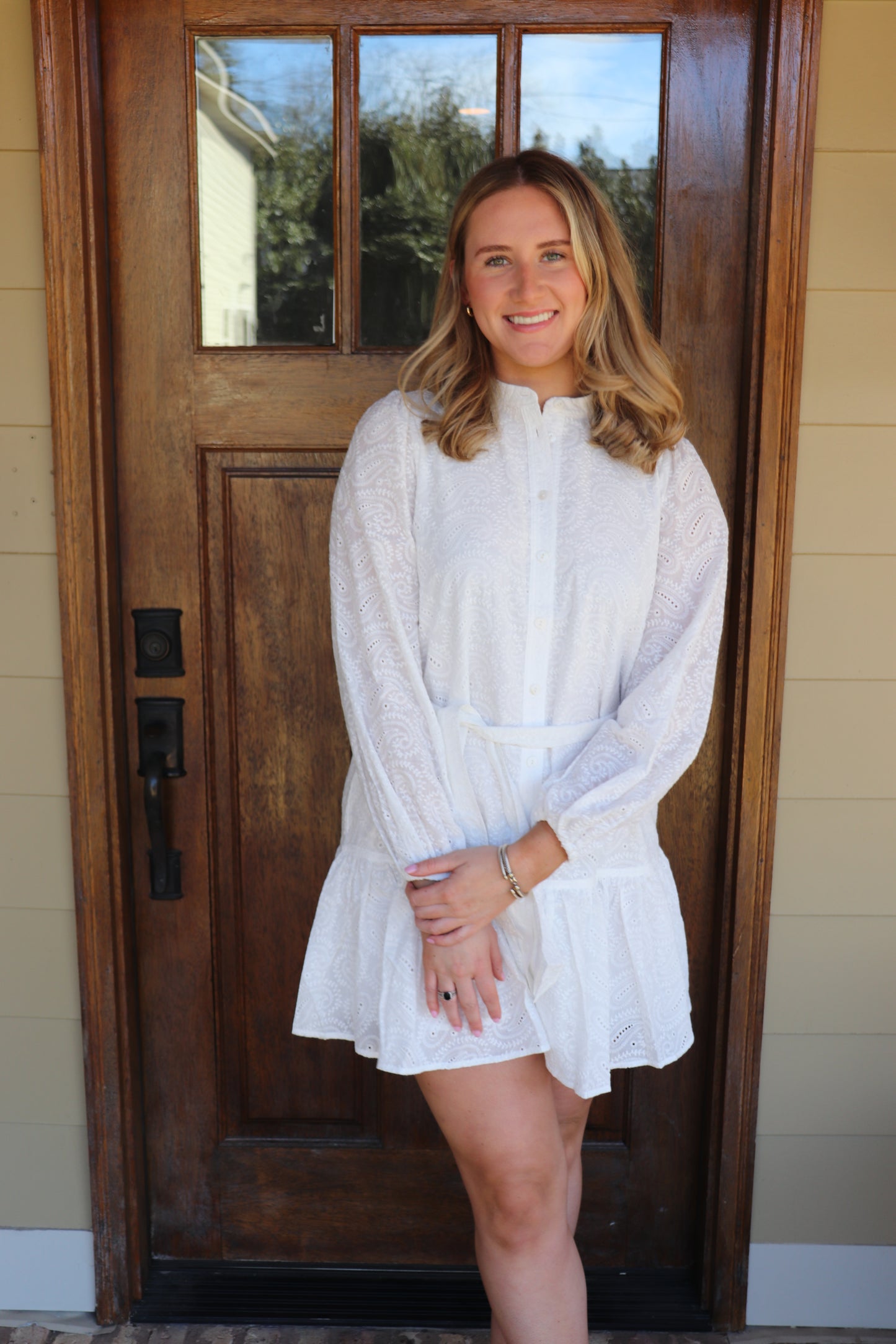 Detailed Front-Tie Mini Dress