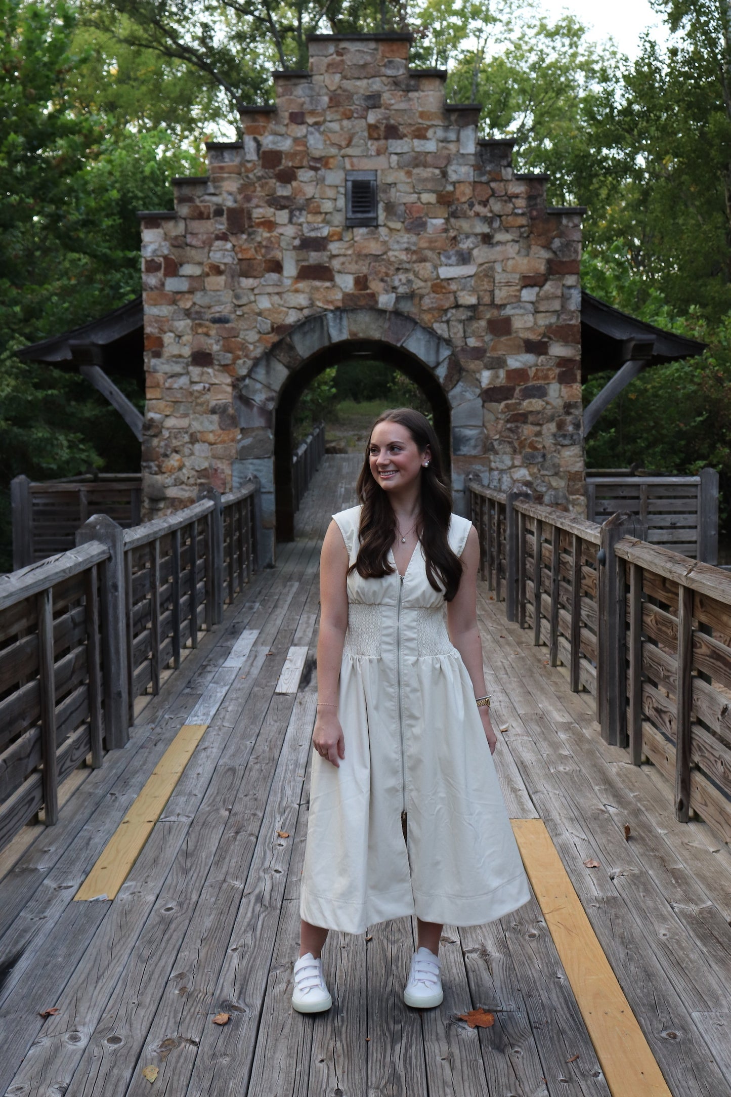 Ivory Smocked Midi Dress