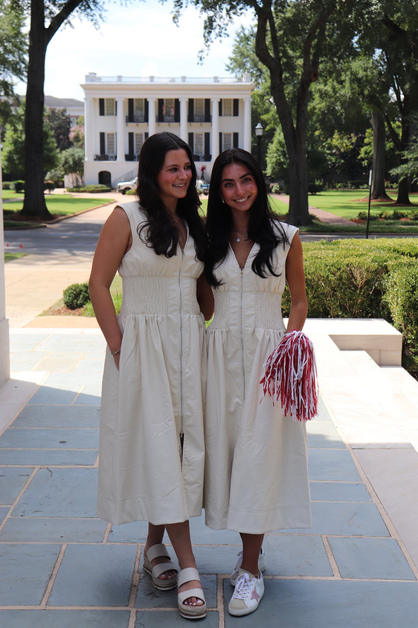 Ivory Smocked Midi Dress