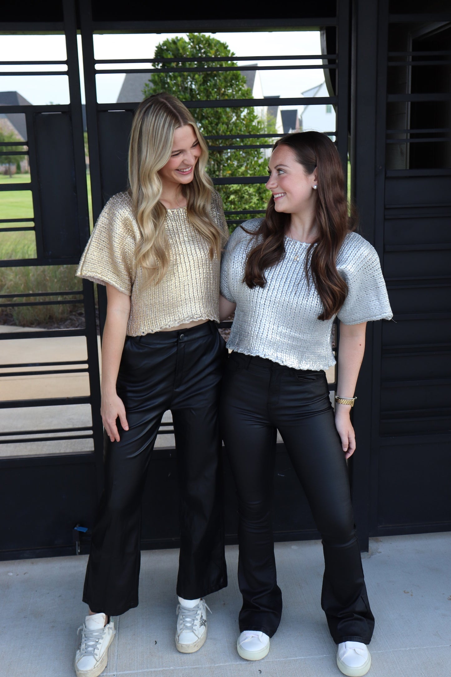 Gold and Silver Short Sleeve Sweater