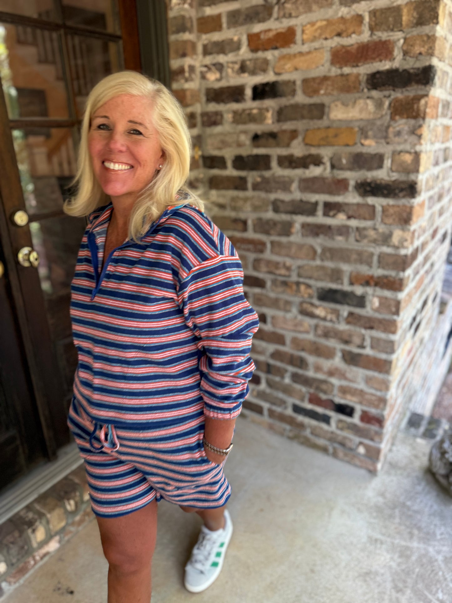 Terry Cloth Stripe Set - Orange & Blue