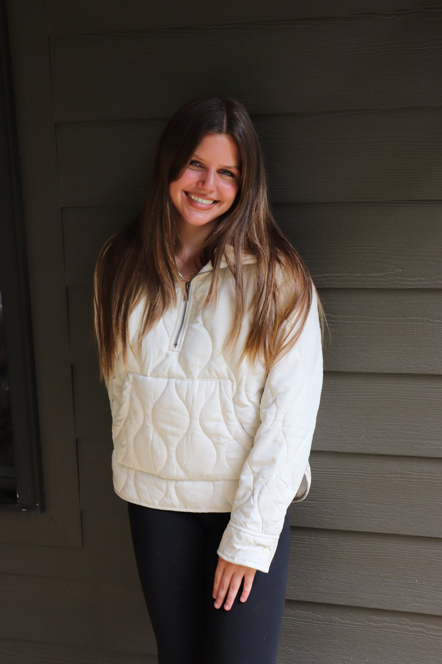 Cream Quilted Pullover