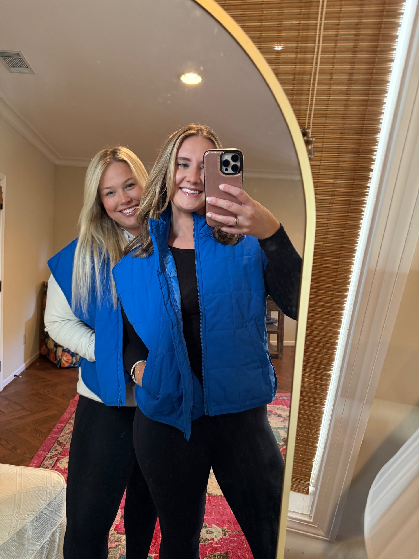 Blue Oversized Quilted Vest