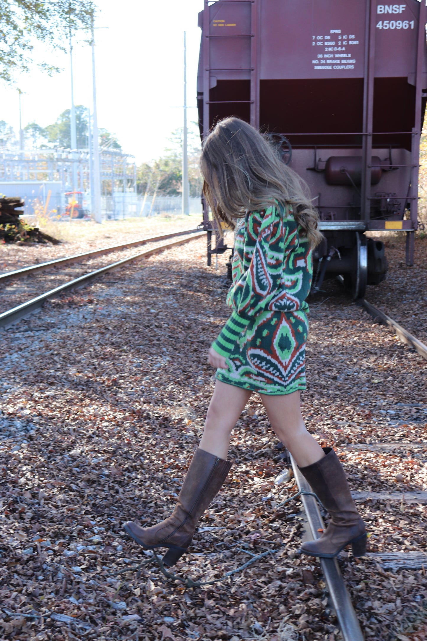 Green Multicolor Mini Skirt
