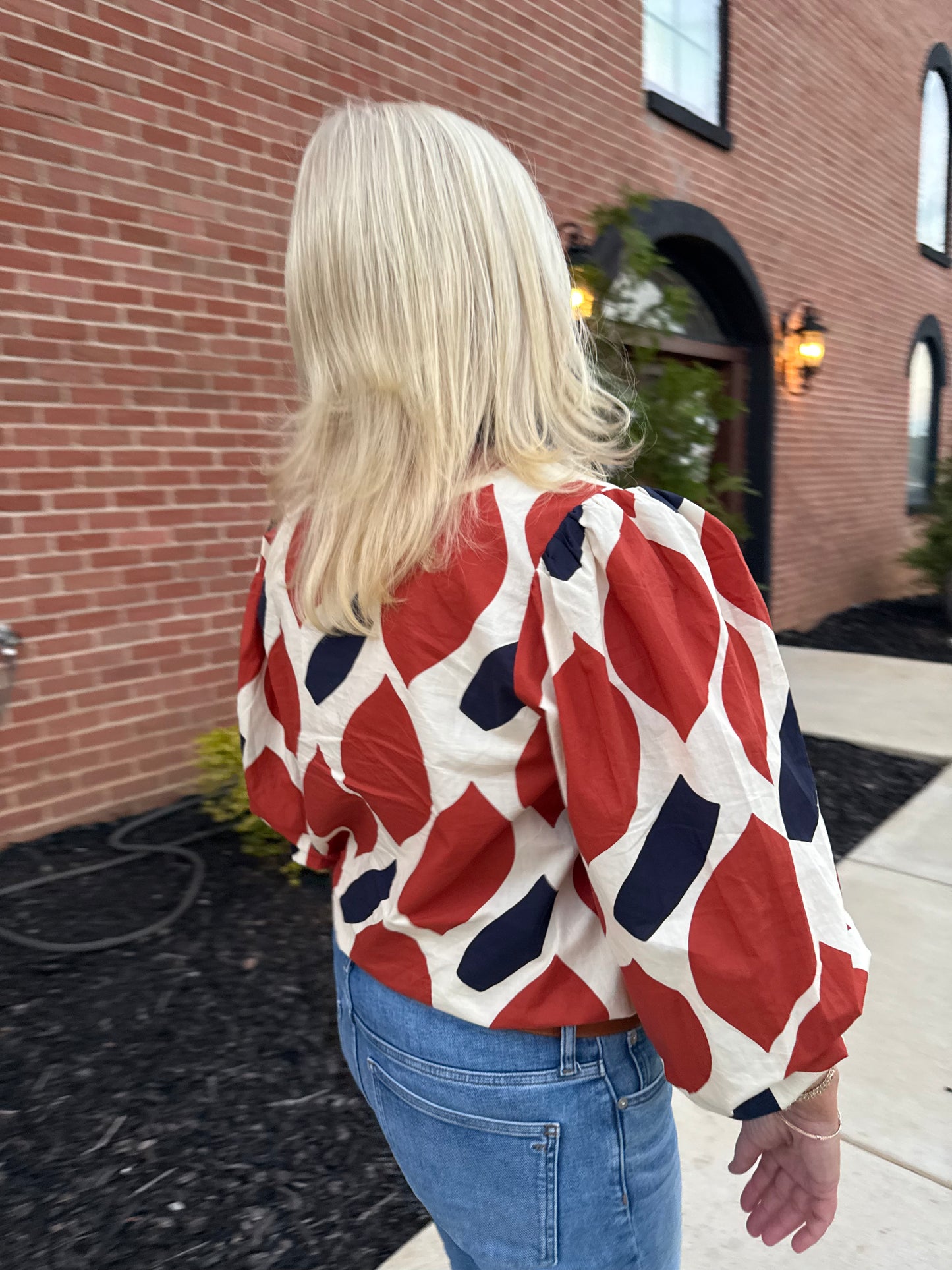 Rust & Navy Blouse