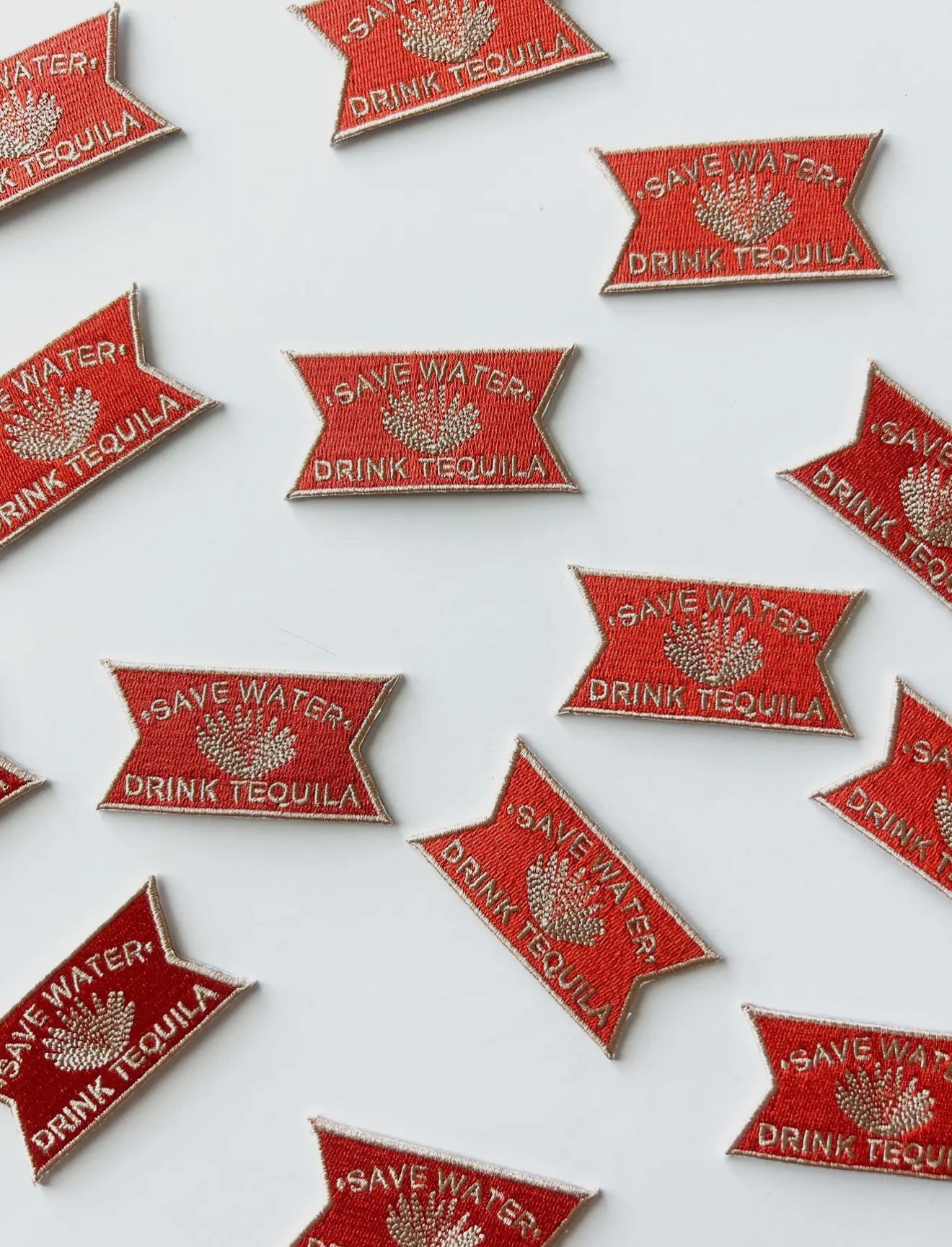 Save Water Drink Tequila Orange and Tan Patch