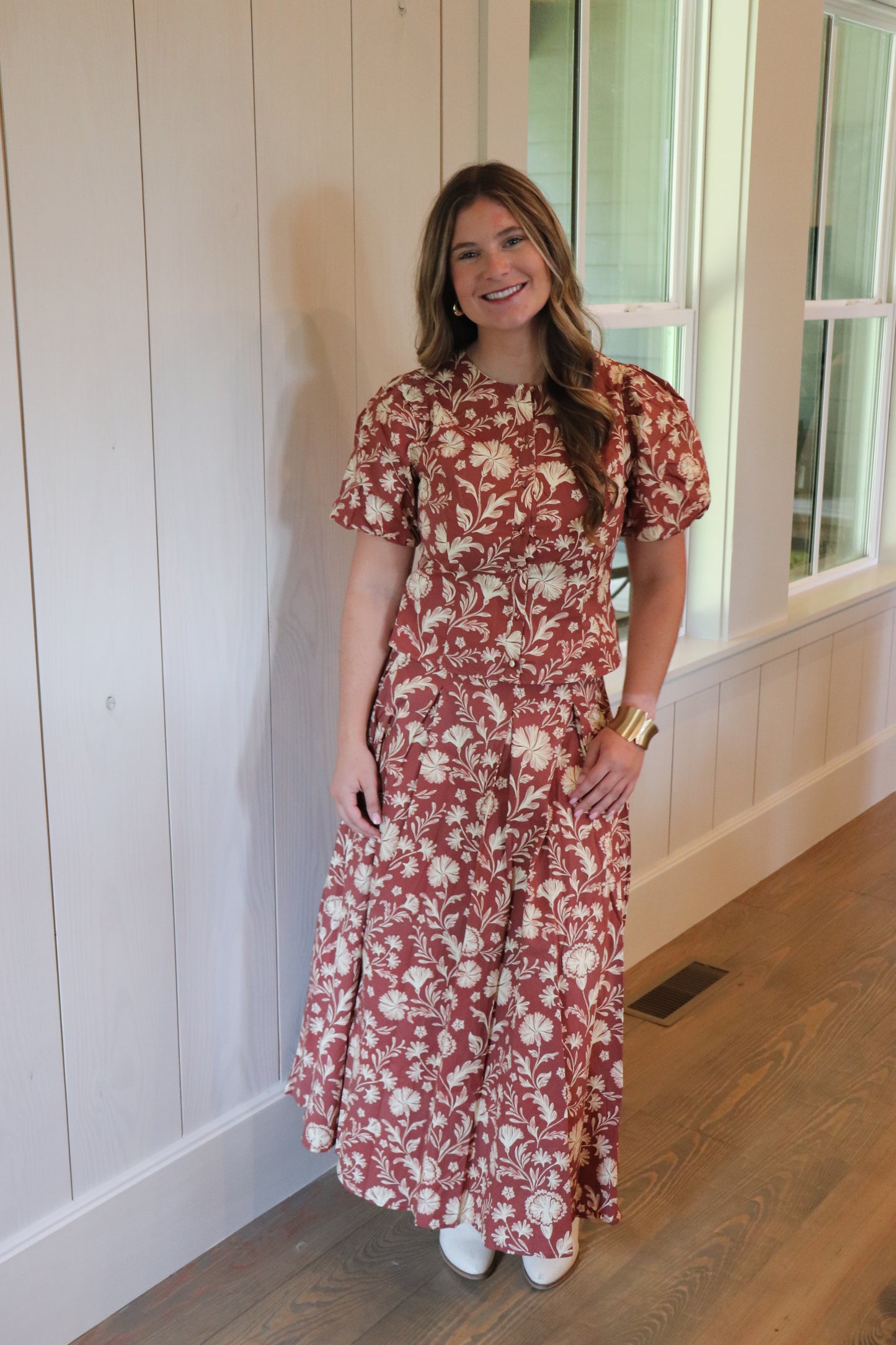 Rust Floral Top