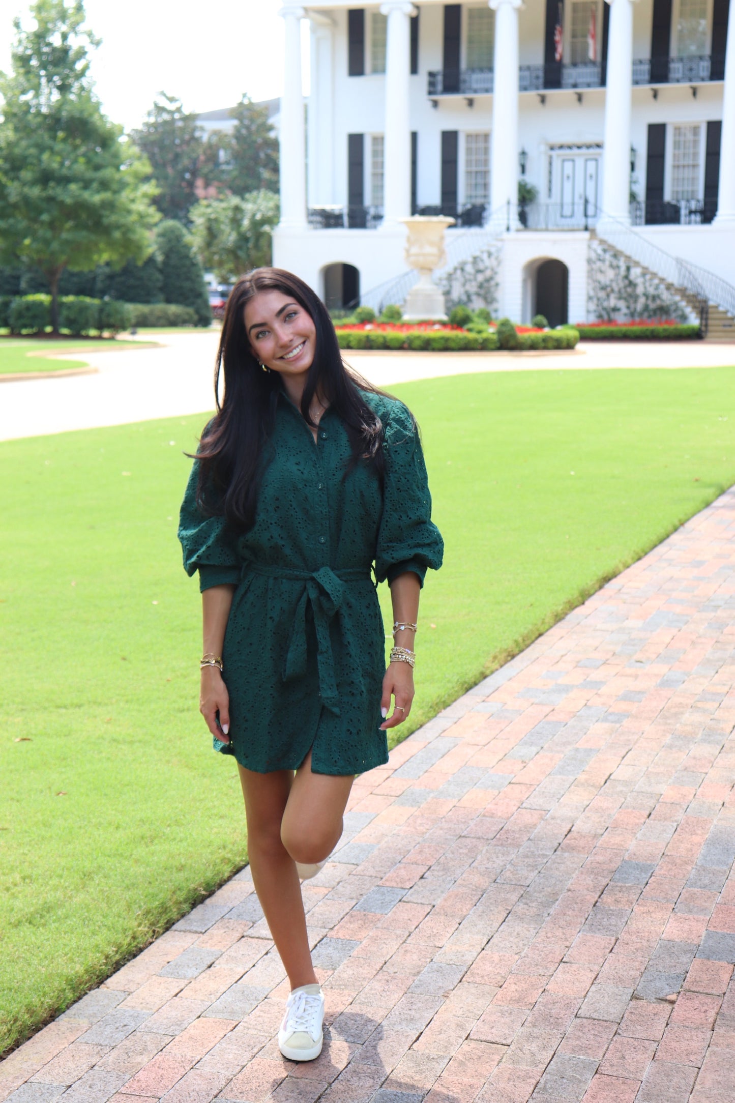 Eyelet Green Mini Dress