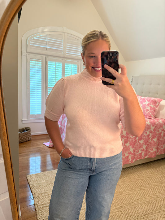 Soft Pink Short Sleeve Sweater