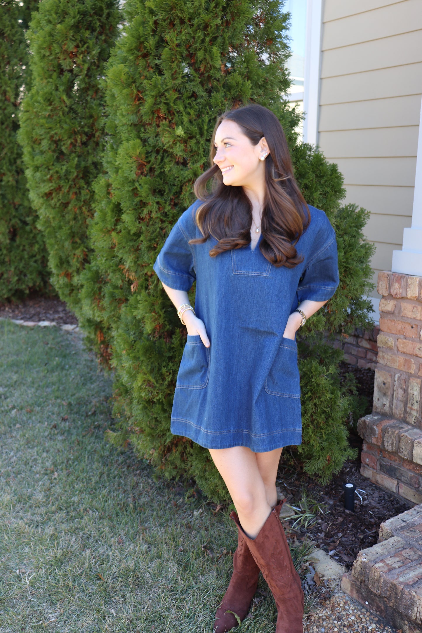 Denim Side Pocket Mini Dress