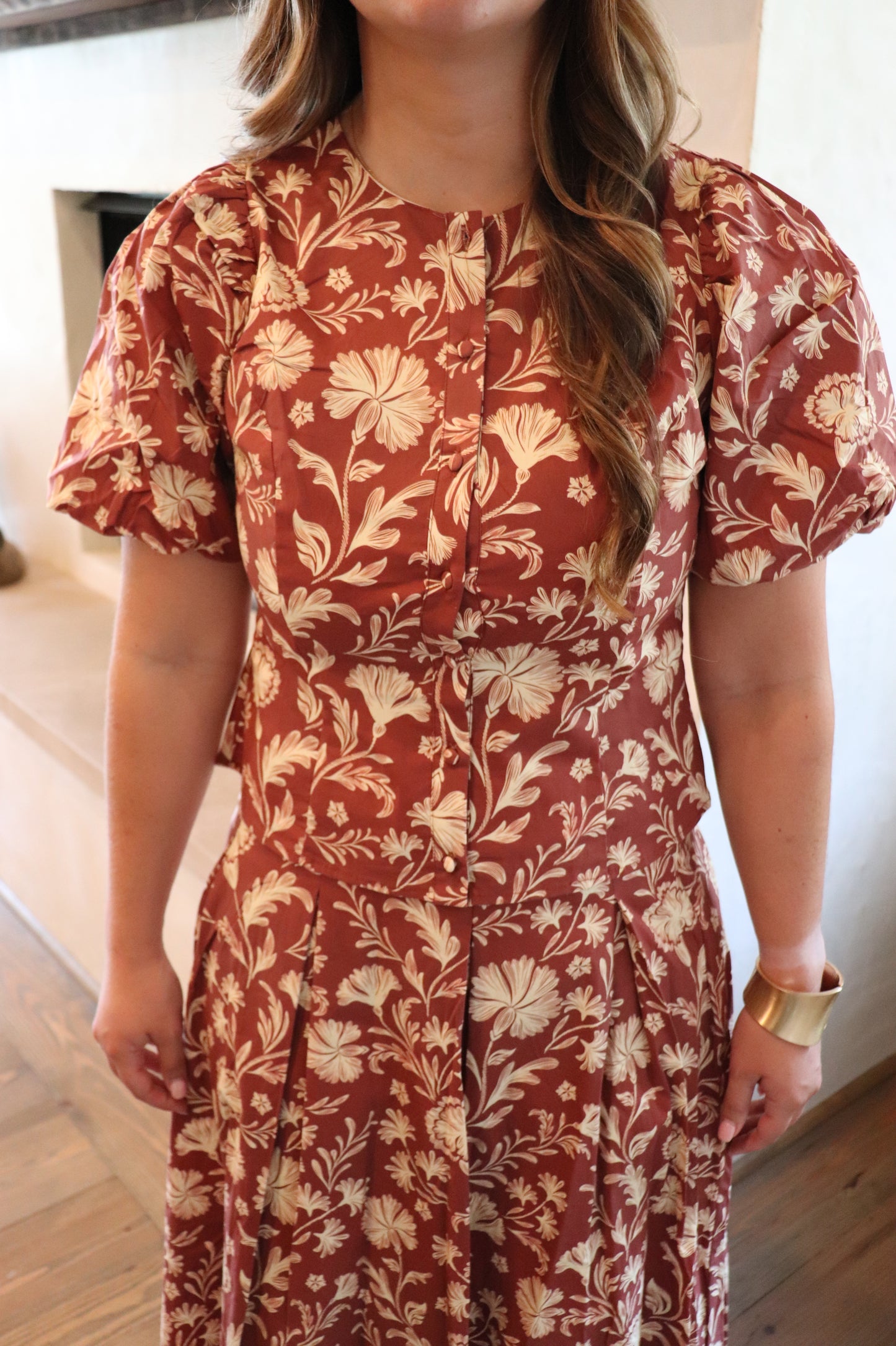 Rust Floral Top