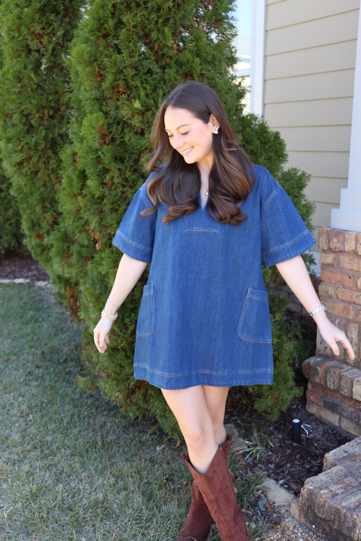 Denim Side Pocket Mini Dress