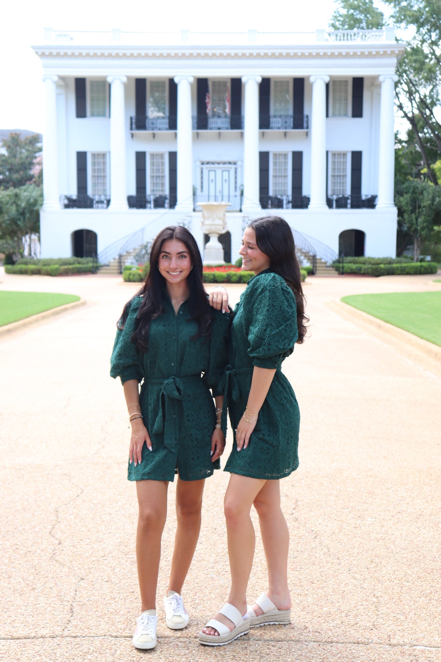 Eyelet Green Mini Dress