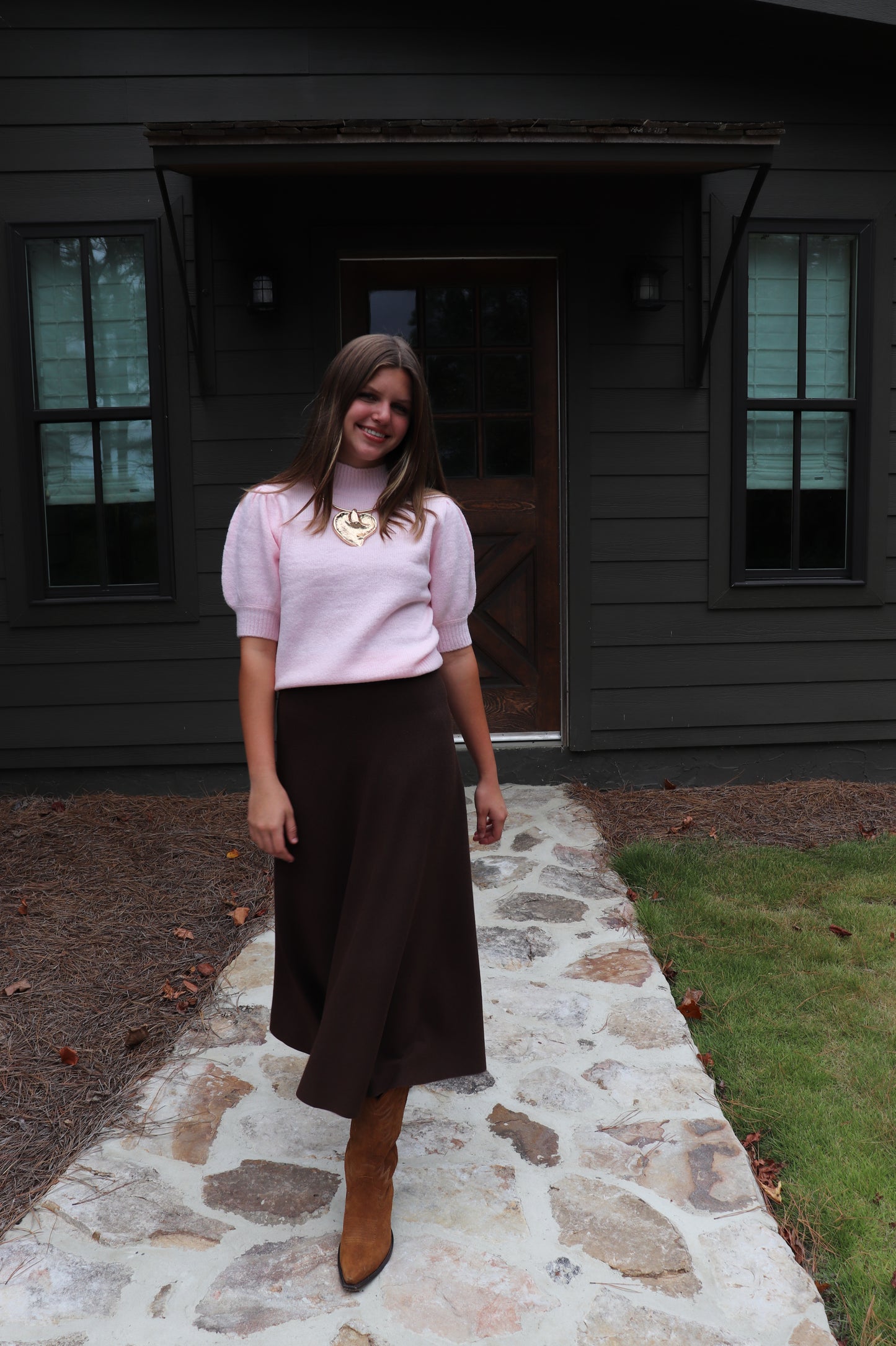 Brown Midi Sweater Skirt