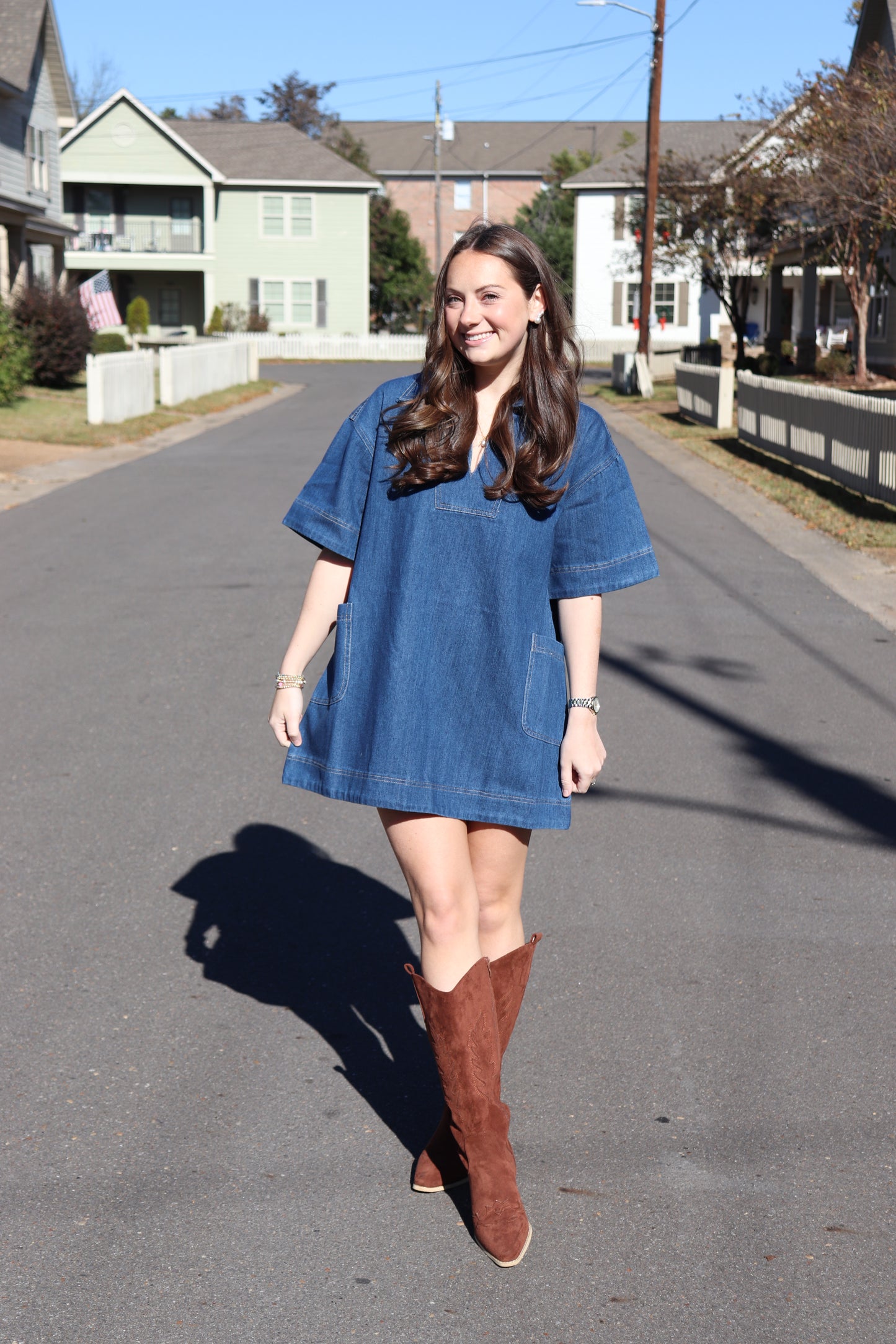 Denim Side Pocket Mini Dress