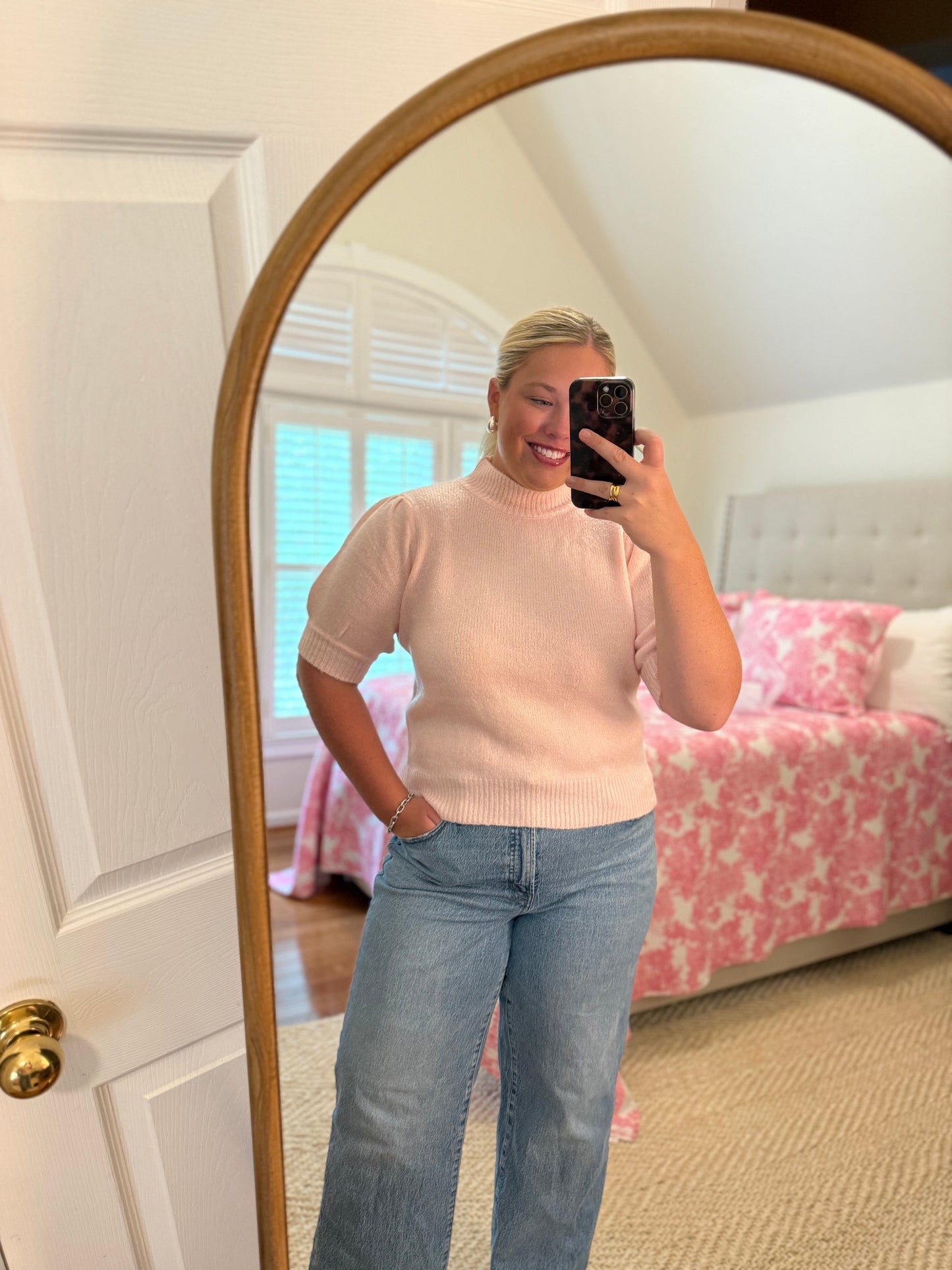 Soft Pink Short Sleeve Sweater