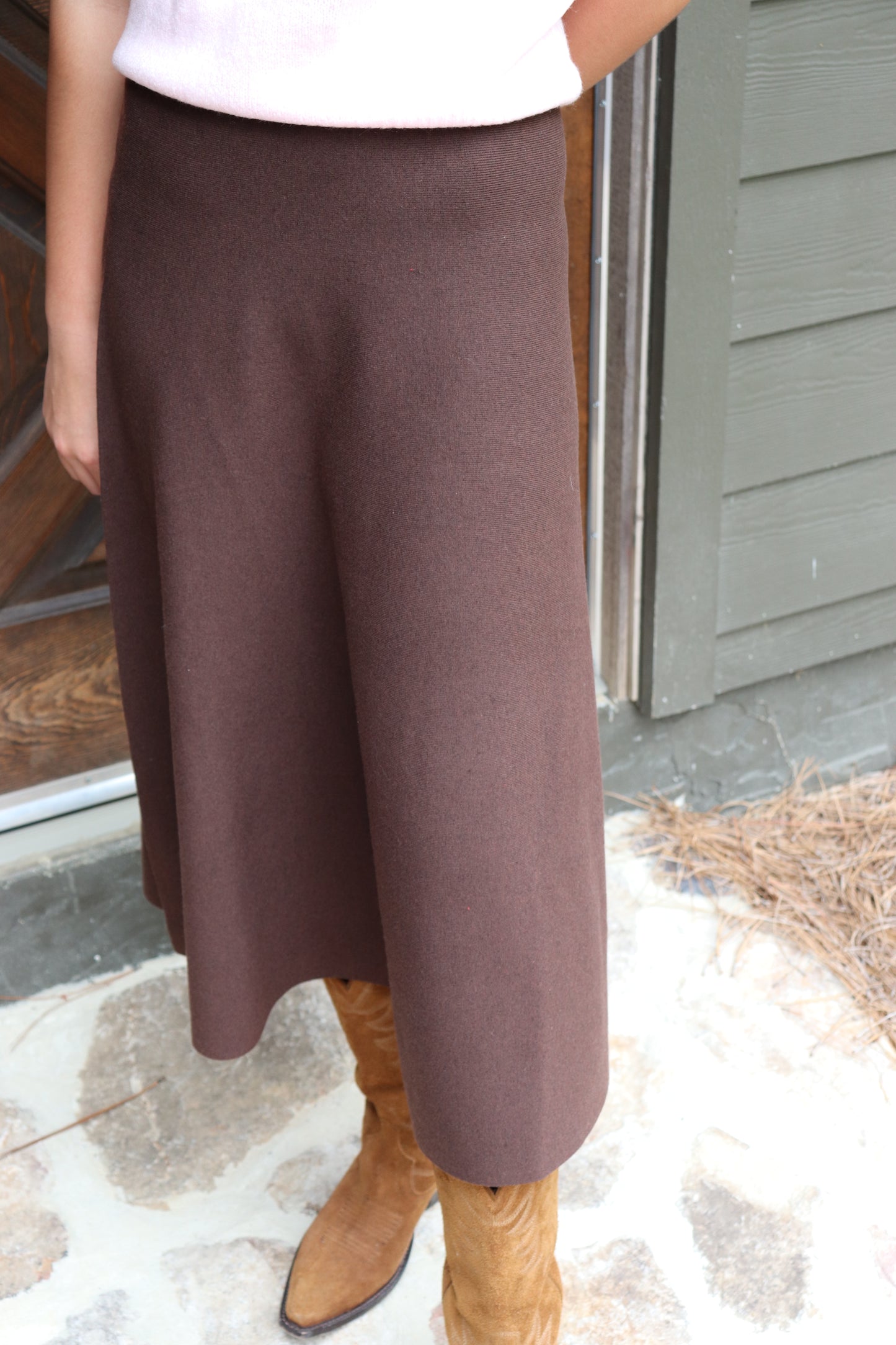 Brown Midi Sweater Skirt