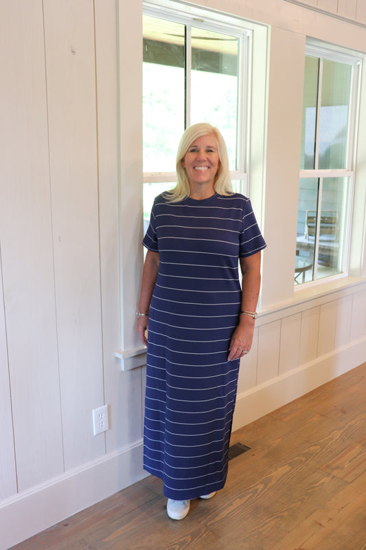 Navy & Cream Maxi Dress