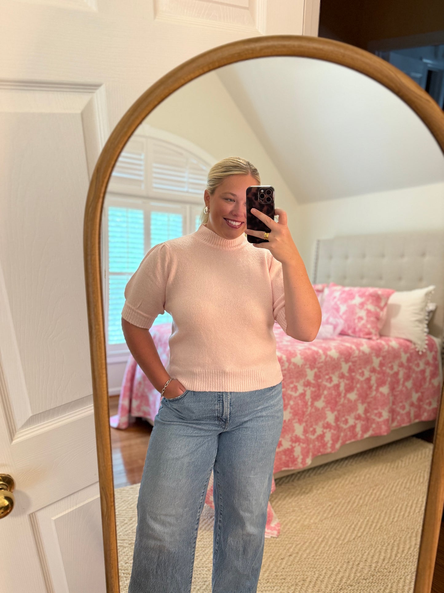Soft Pink Short Sleeve Sweater