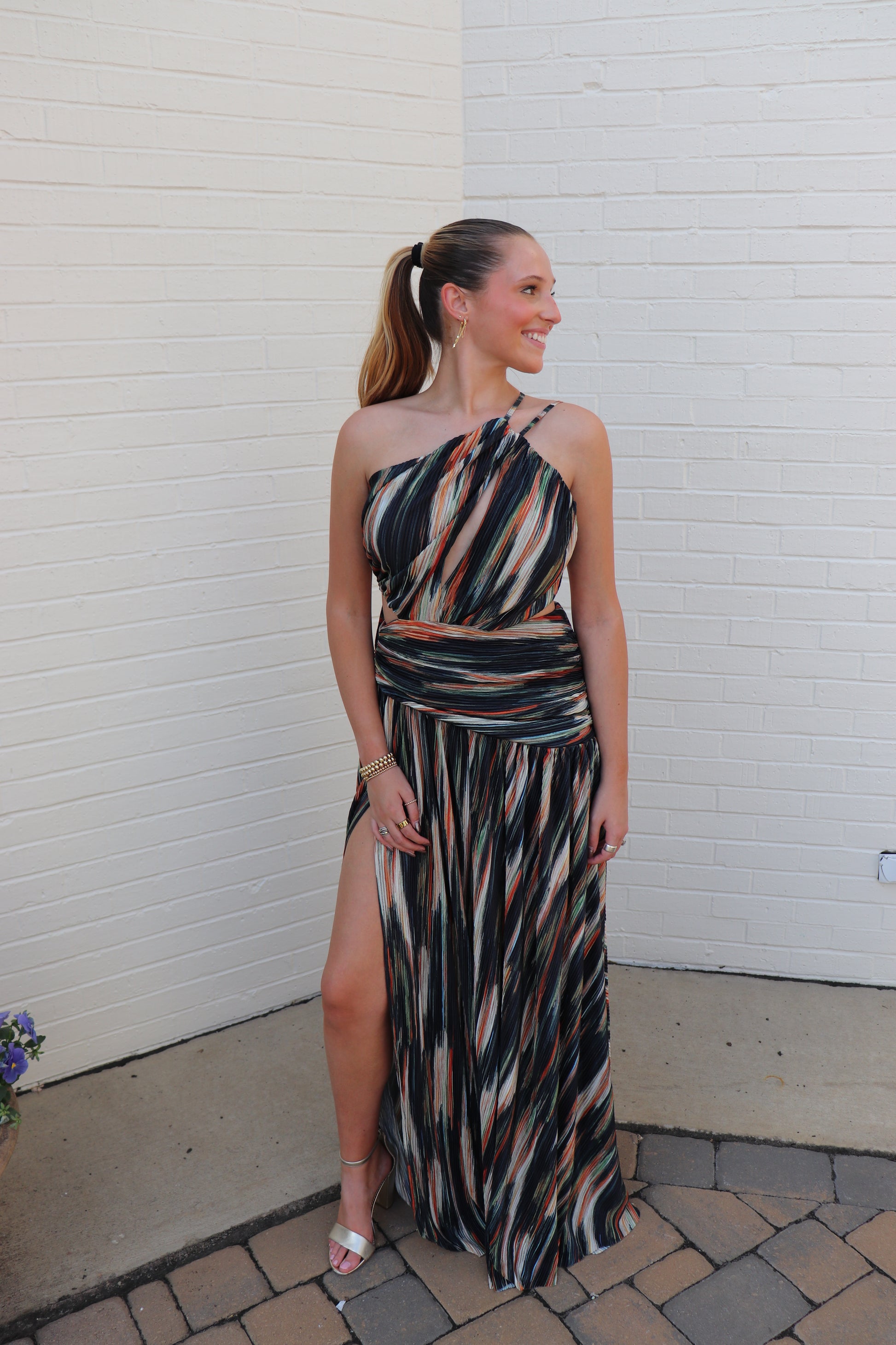 multicolor pleated dress Aurora
