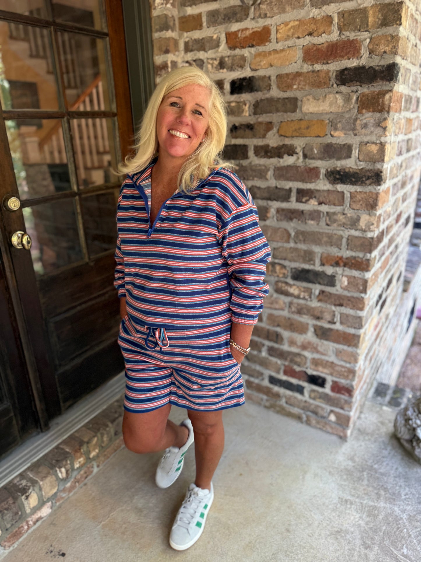 Terry Cloth Stripe Set - Orange & Blue