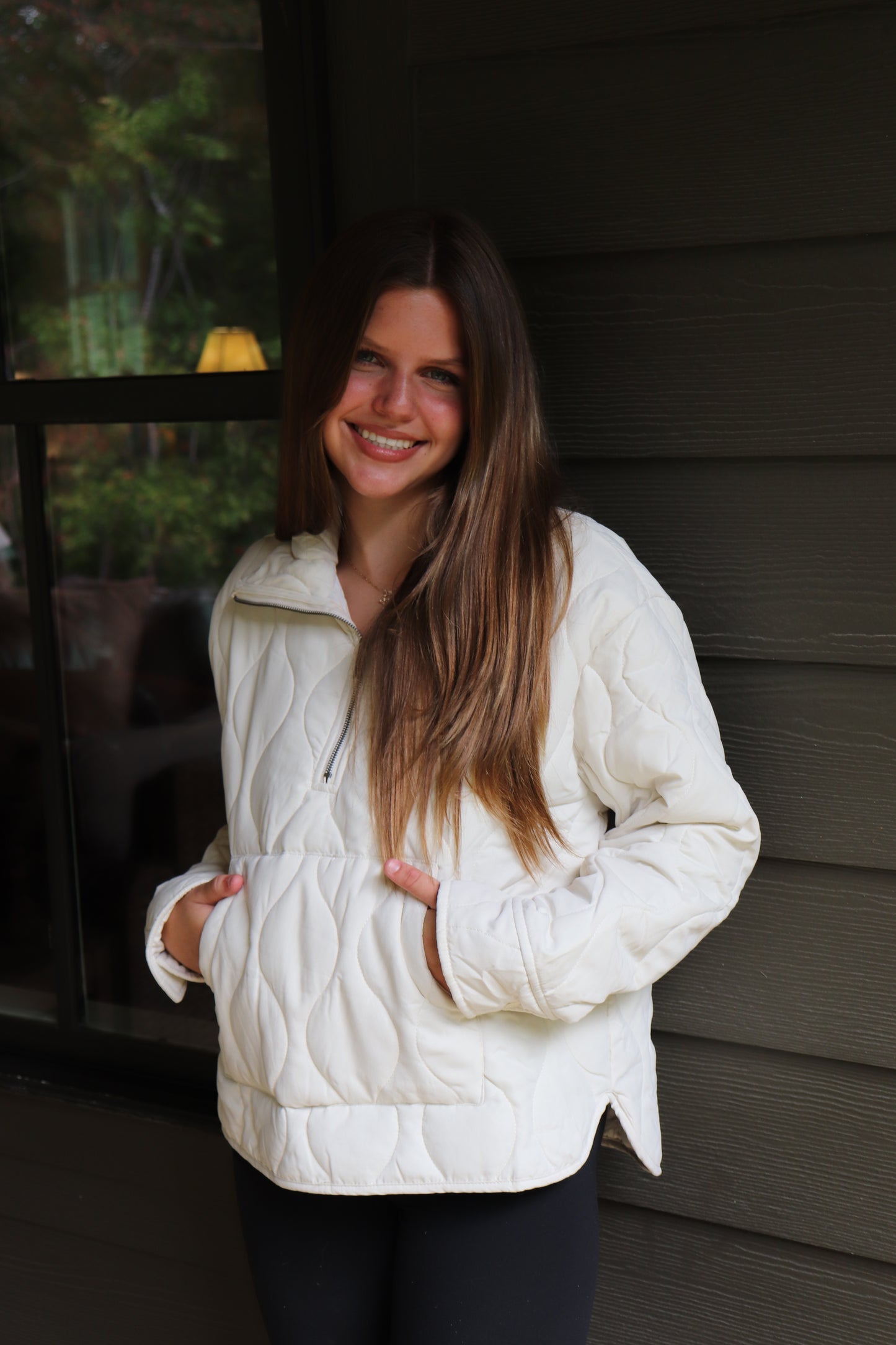 Cream Quilted Pullover