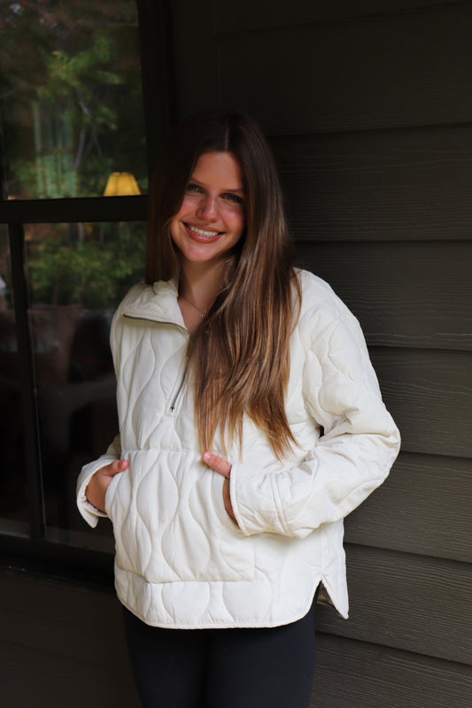 Cream Quilted Pullover