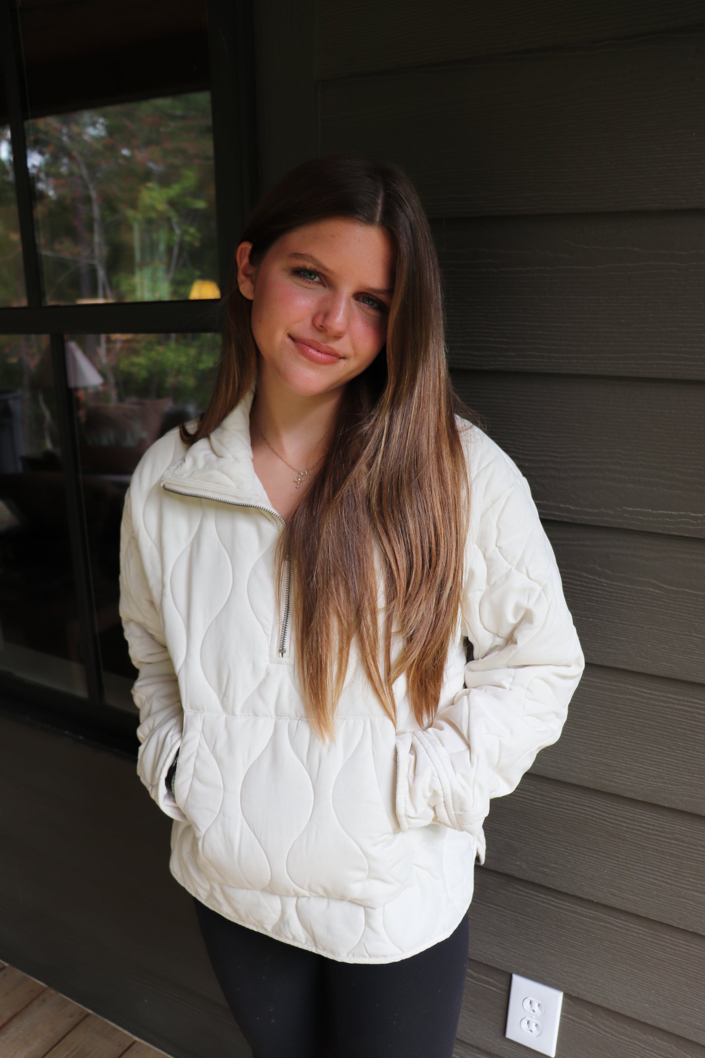 Cream Quilted Pullover