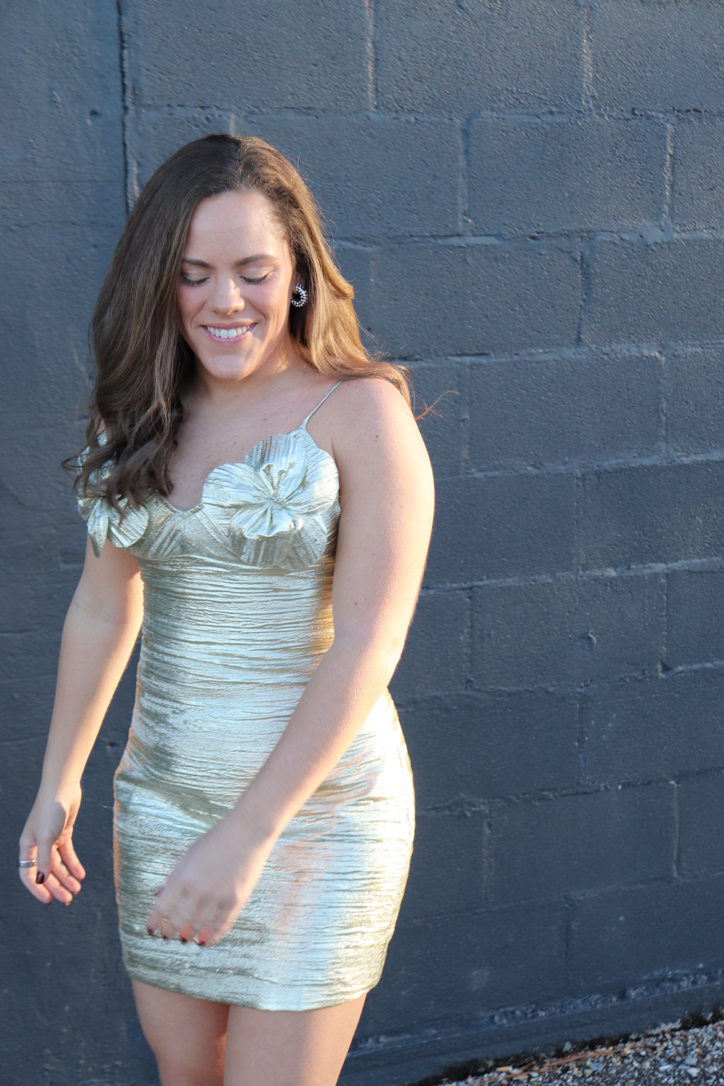 Gold Metallic Mini Dress