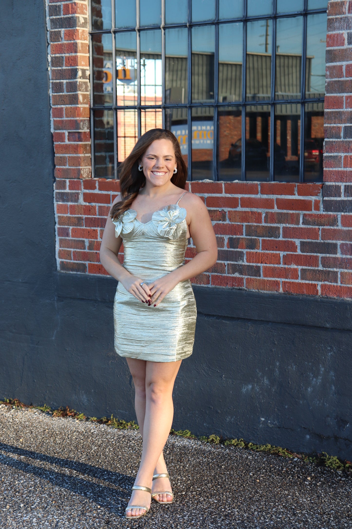 Gold Metallic Mini Dress