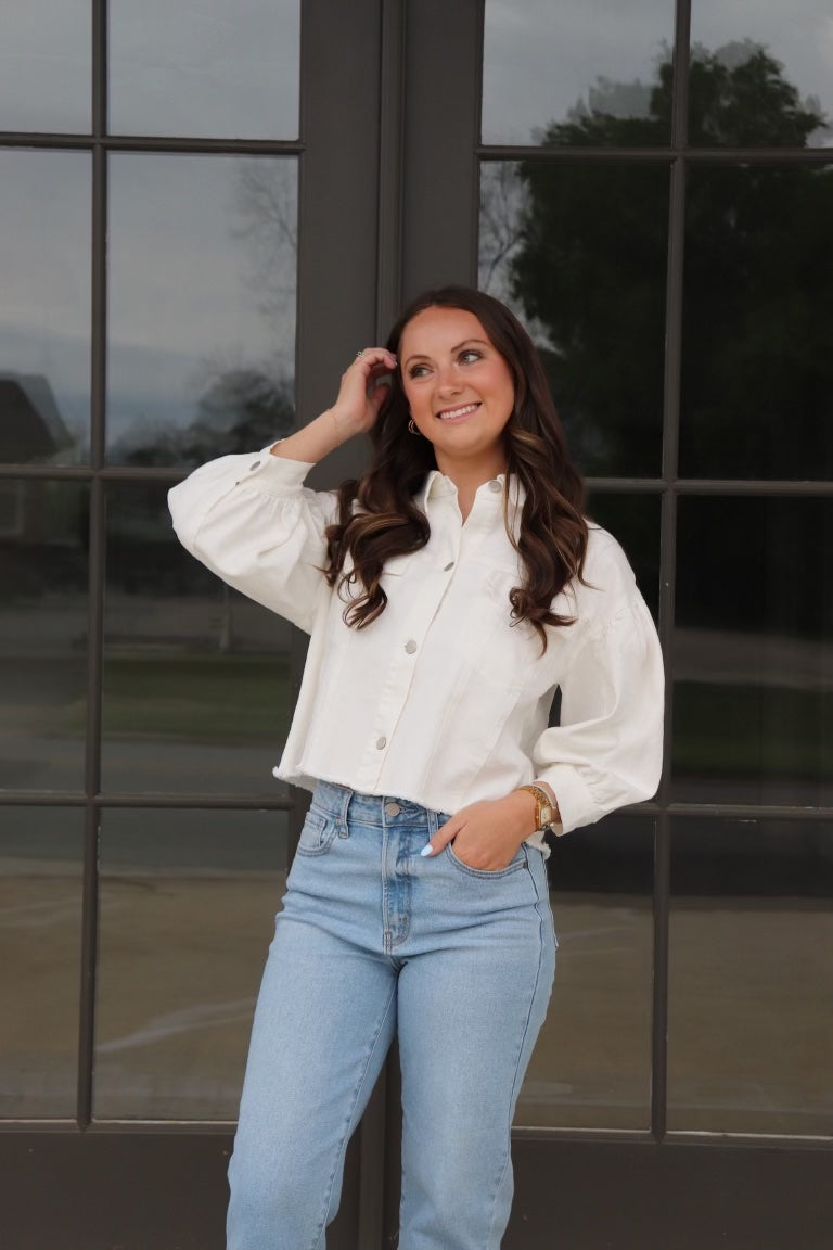 Puff Sleeve Denim Jacket