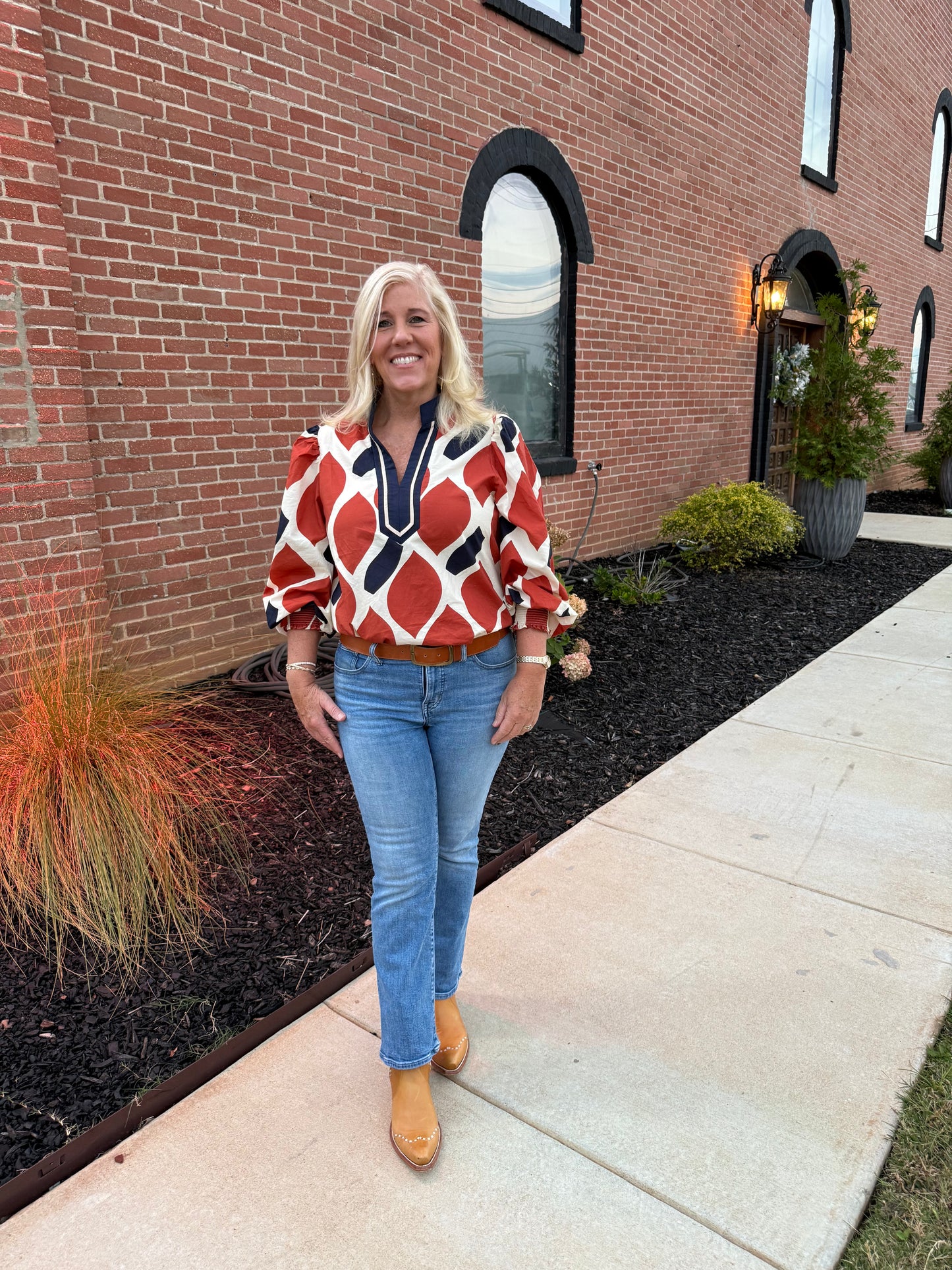 Rust & Navy Blouse