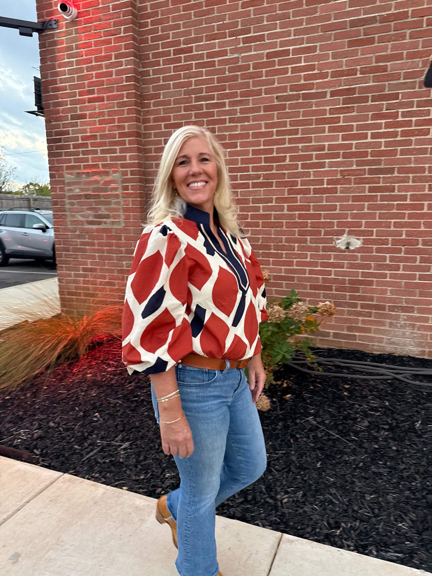 Rust & Navy Blouse