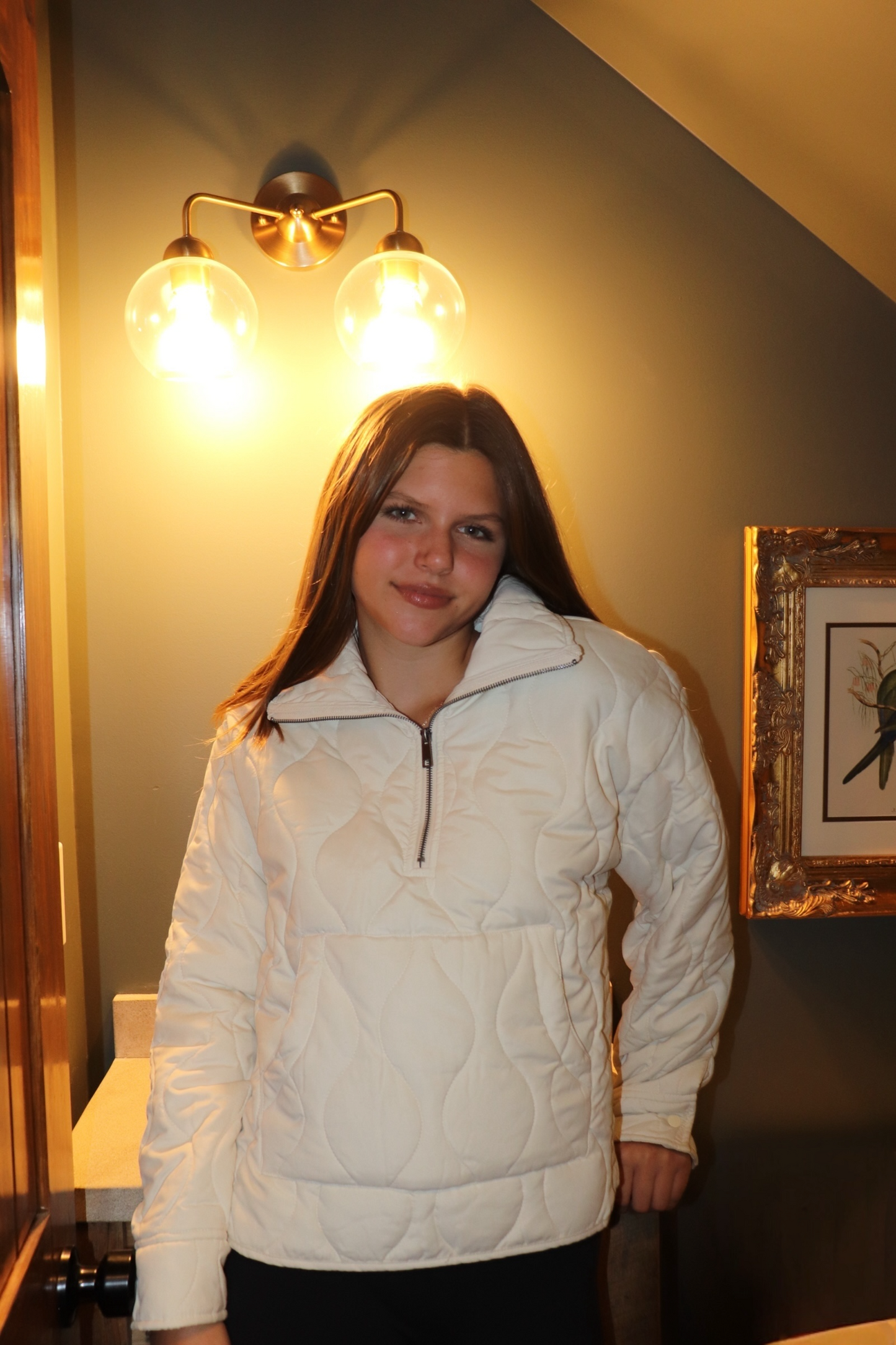 Cream Quilted Pullover